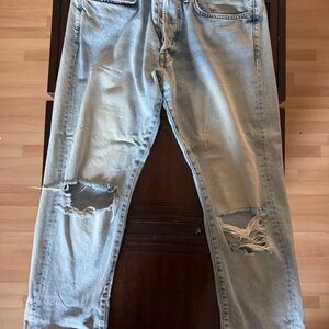 H&M Men’s Light Wash Distressed Jeans - Size 33